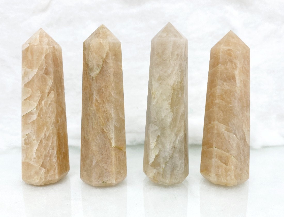 Rainbow Moonstone Wand Reiki Obelisk Tower Healing Crystal Massage Therapy Prism