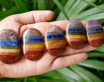 Una (1) Piedra de Preocupación de Chakra Vinculada para la curación con cristales - Piedra de Palma de Bolsillo - Piedra de Pulgar