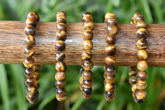 【AEKKI】4 Tigers Eye Gemstone Bracelet (約6mm+8mm) Bracelet with 6mm Tiger Eye stone – Gemini Official