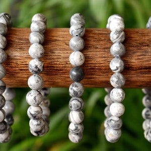 Cristal MAP Pierre, bracelet de pierres précieuses de guérison 6 mm, 8 mm, 10 mm Perles rondes pour la croissance spirituelle et le regain d'énergie, bracelet cadeau attentionné