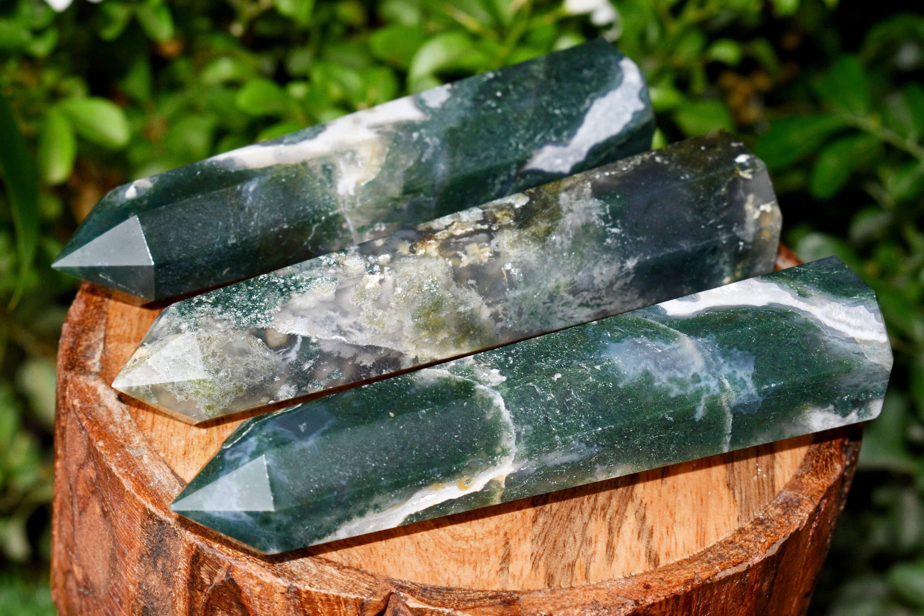 天然モスアゲートクリスタルタワー、グリッド＆レイキヒーリング用純正