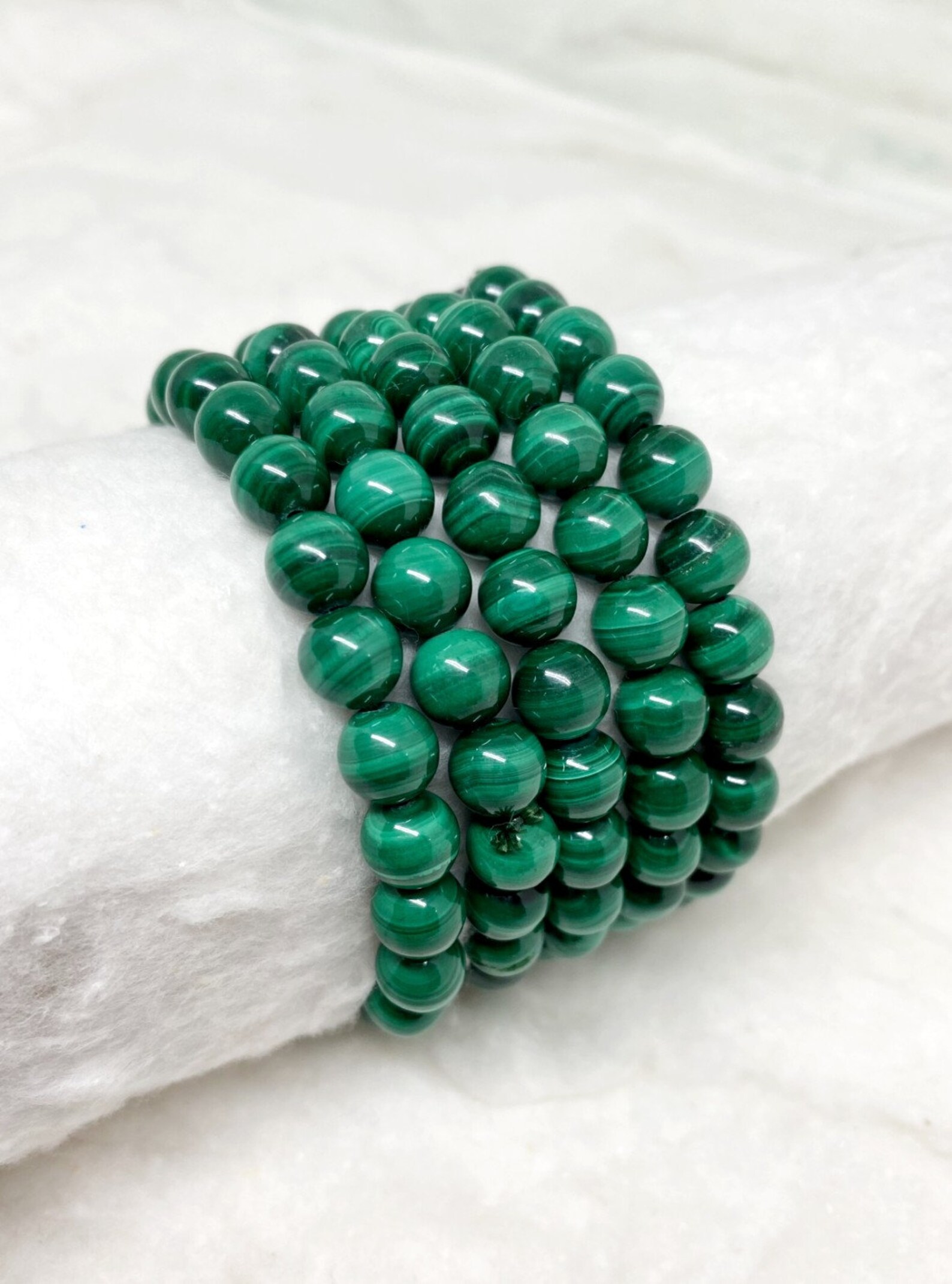 Malachite Bracelet 8mm AAA Round Bead Bracelet Gemstone Etsy