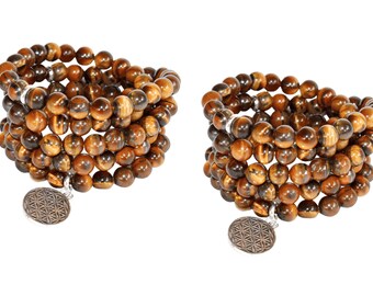 タイガーアイ宝石108玉ネックレス：手作りの仏教数珠 - Etsy 日本