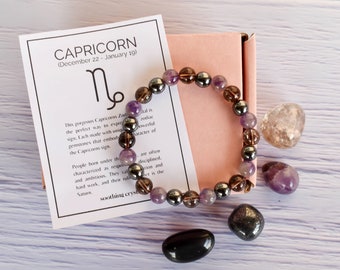 CAPRICORN Zodiac Crystals Kit, CAPRICORN Birthstones Tumbled Stones Set, Capricorn Gifts, Astrology Gift Stones Kit