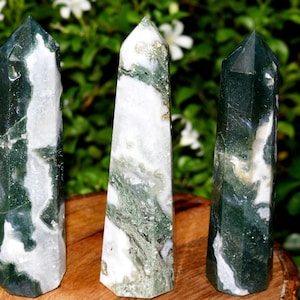 Naturalne Wieże Kryształowe Agatu Mchu, 1 szt. Prawdziwych Polerowanych Kamieni Szlachetnych Punktów Obelisku Do Siatki i Uzdrawiania Reiki, Hurtowa Sprzedaż Prawdziwych Fasetowanych Kamieni