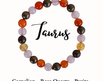 Taurus Zodiac Bracelet, Zodiac Sign Gifts, Zodiac Gifts, Taurus Zodiac Crystals Bracelet, Taurus Birthstones Zodiac Jewelry Healing Gift