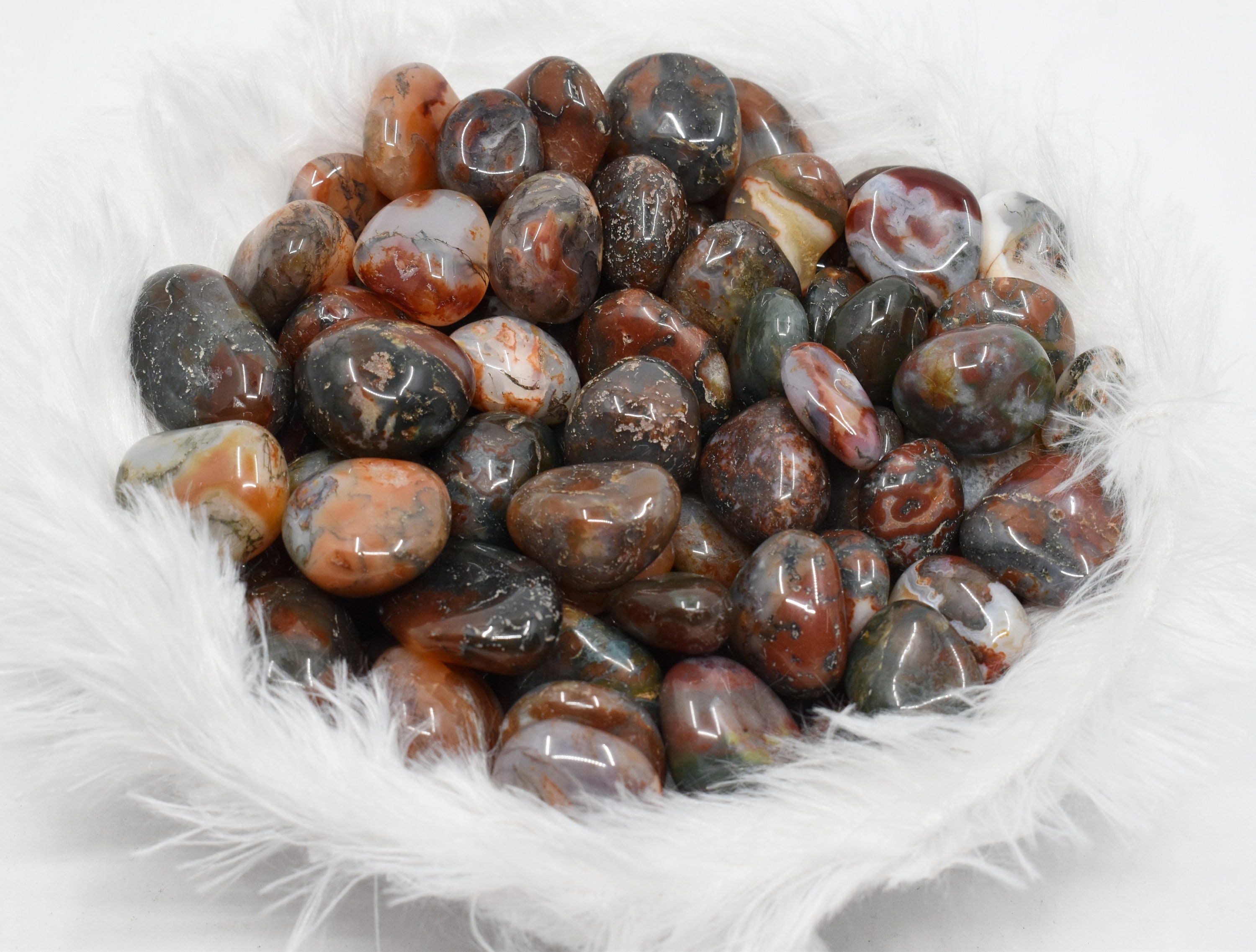 Red Moss Agate Tumbled Stones A Grade Healing Crystals | Etsy