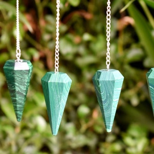 Synthetic Malachite Faceted Cone Pendulum Healing Dowsing Crystal Pendulum