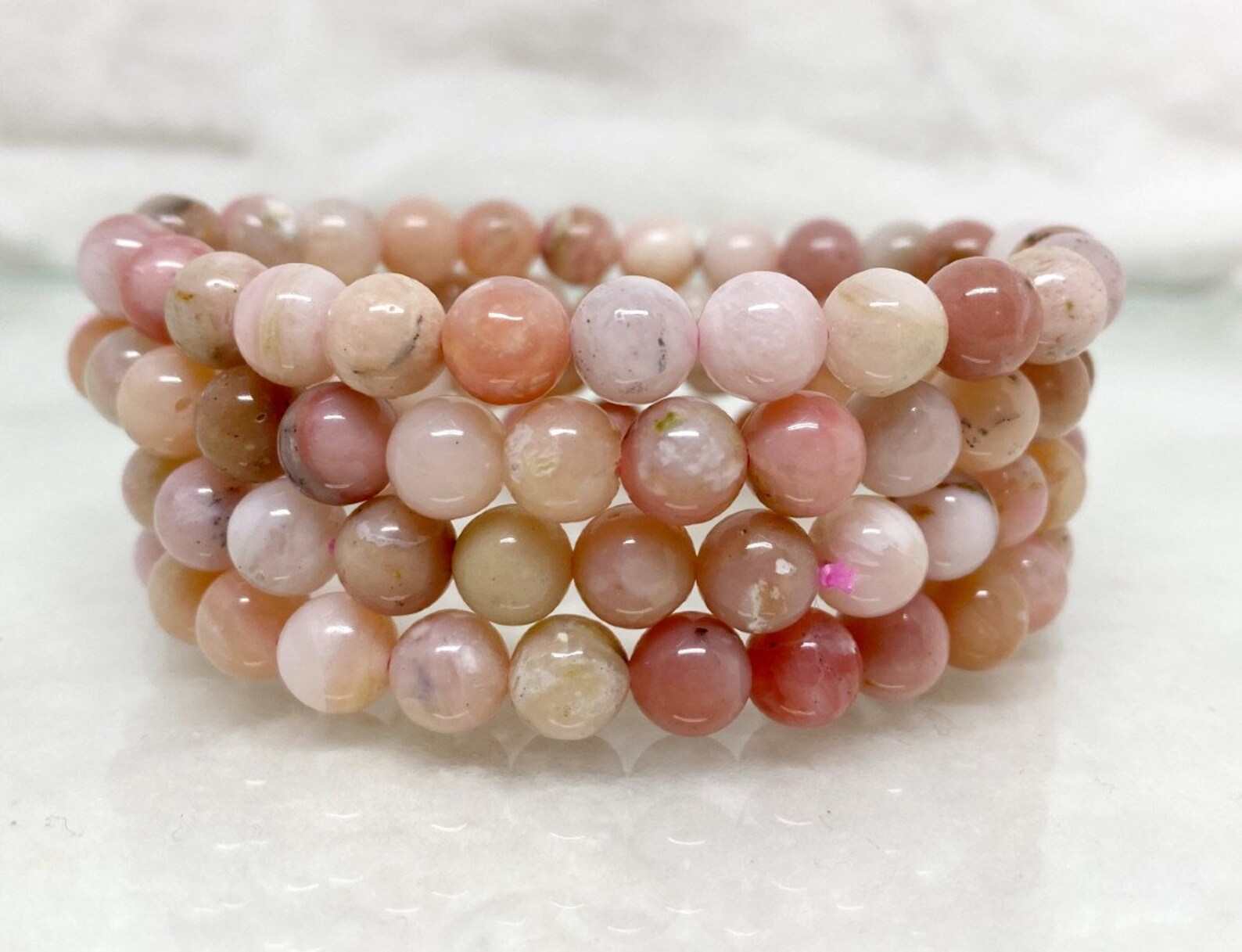 Pink Opal Bracelet 8MM A Round Bead Bracelet Gemstone Etsy