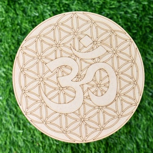 6&quot; Tree of Life with Om Crystal Grid Plate, Wooden Plates, Crystal Grid Boards