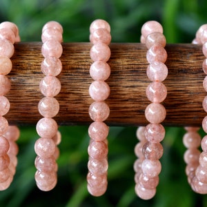Handmade Beaded Crystal Sunstone Bracelet -6mm,8mm,10mm Round Beads - Enhance Positive Energy - Unique Gift for Loved Ones, Spiritual Growth