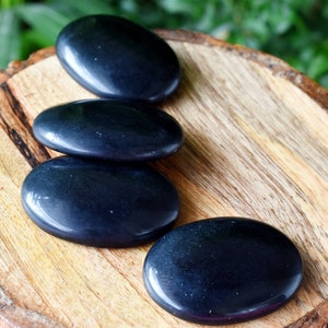 One 1 Black Obsidian Worry Stone for Crystal Healing-pocket Palm Stone ...
