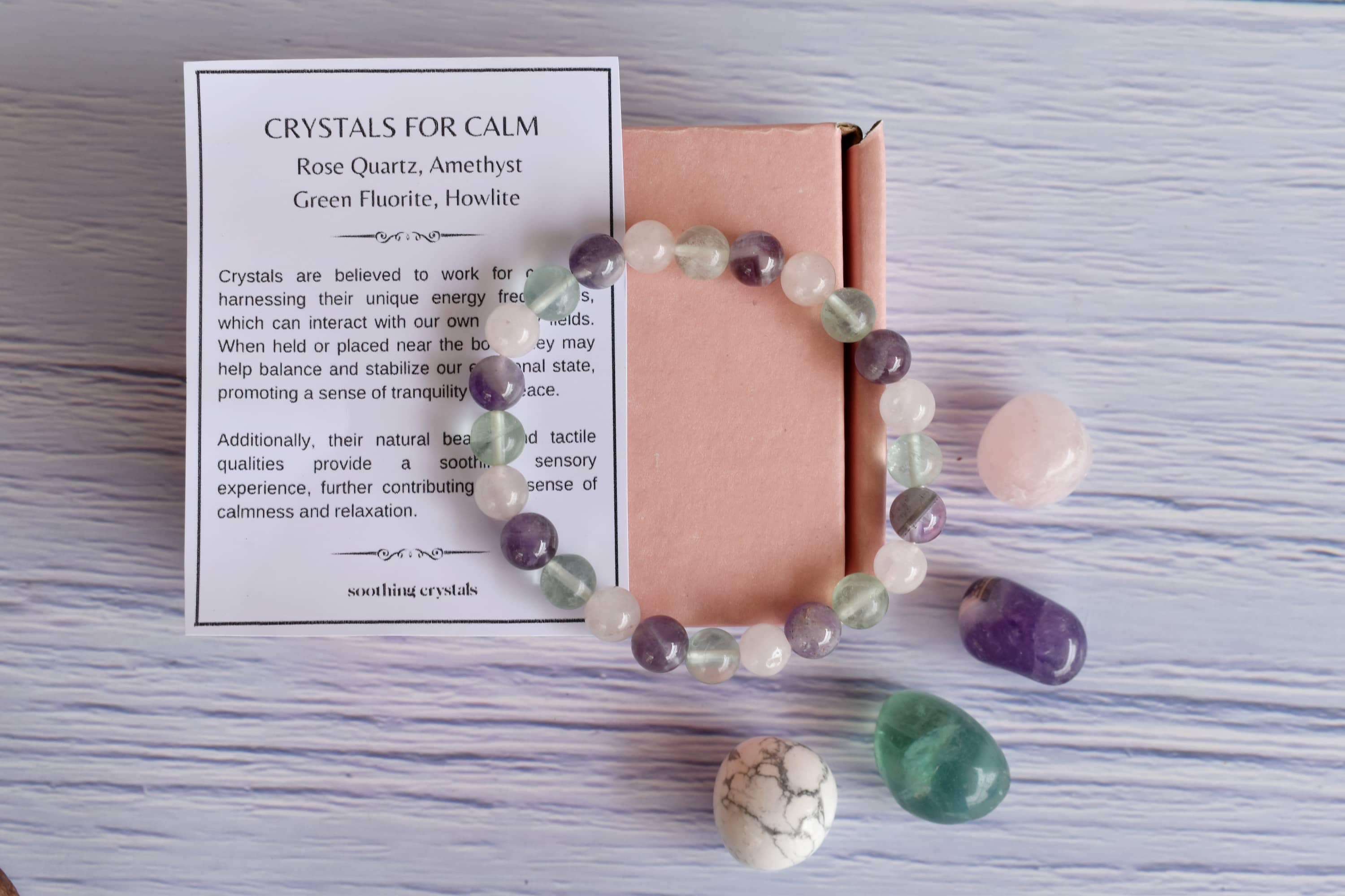 Crystal CALM Kit, Calming Stones Set for Stress Relief - Crystal for Calm Gift Set - Meditation Aid and Anxiety Reducer - Mindfulness Tool