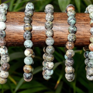 Natural 4mm, 6mm, 8mm, 10mm African Turquoise Bracelet  A Grade  Round Bead Bracelet, Gemstone Bracelet Healing Stones