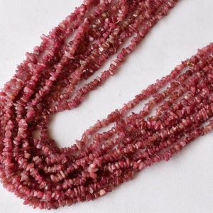 Uncut Pink Tourmaline Crystal Chip Beads Raw Gemstone Uncut Beads Necklace