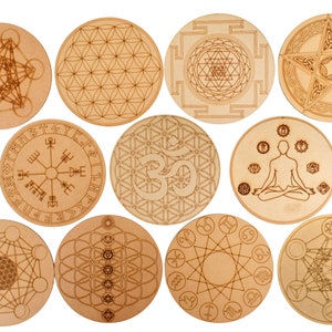 6&quot; Wooden Crystal Grid Plate, Wooden Plates, Crystal Grid Boards