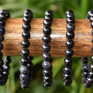 Blue Sandstone Bracelet 4mm, 6mm, 8mm, 10mm A Round Beaded Bracelet, Sandstone Gemstone Healing Bracelet, Sandstone Stone Bracelet