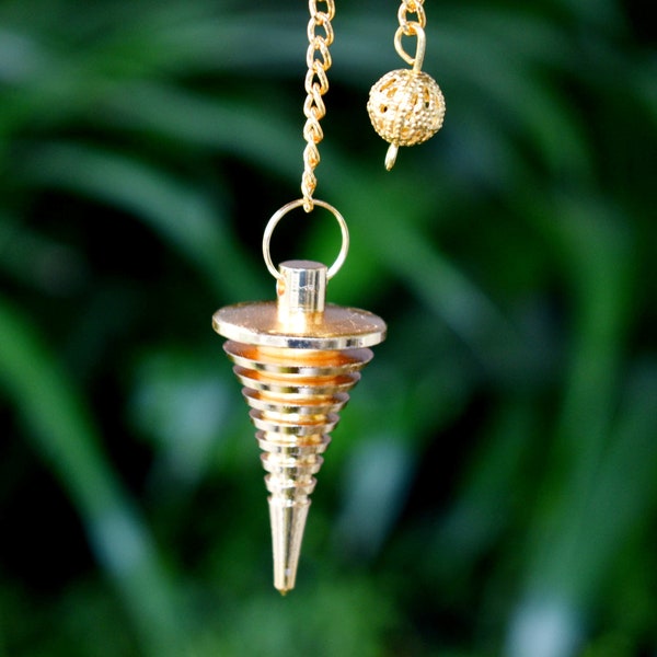 Brass Cone & Spiral Pendulum, Choose one Copper or Gold Metal Sacred Geometry For Dowsing and Reiki Healing, Wholesale Bulk Divination Tools