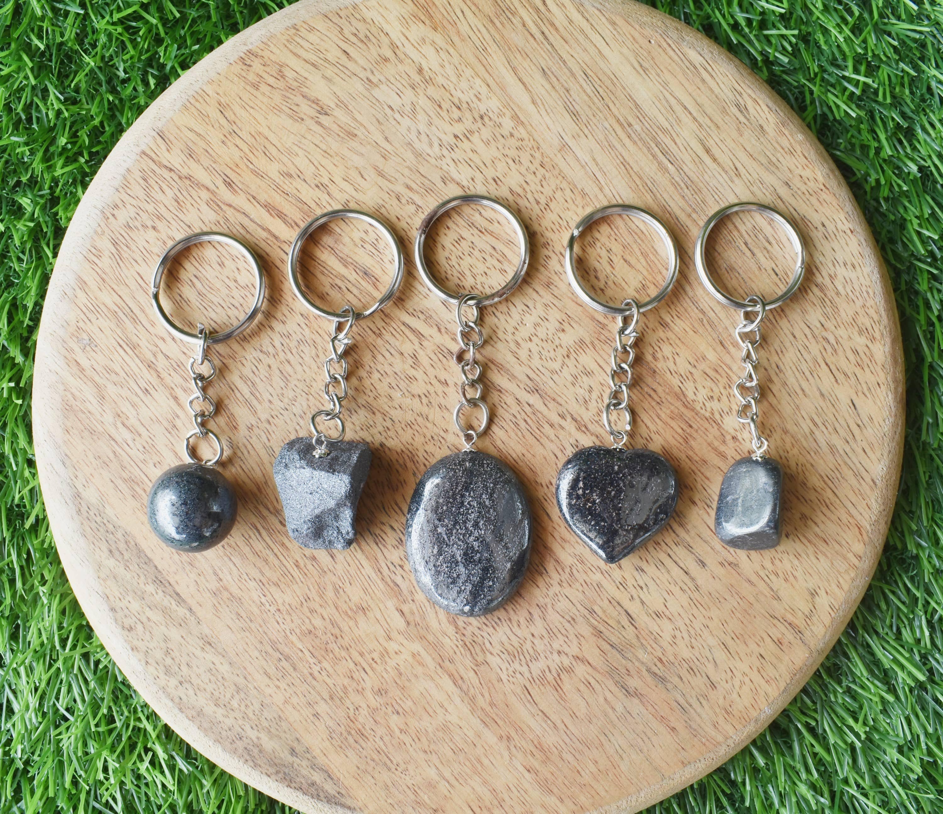 ヘマタイトクリスタルキーチェーン、天然石キーチェーンチャーム