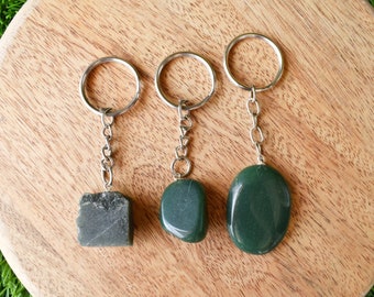 Wholesale lot 10Pcs Genuine Green Jade Crystal Keychains, Stone Key Chain Charm, Key Ring, Backpack Crystal Accessory Gemstone Key Holder