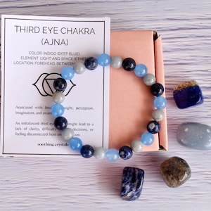 DRITTES AUGE Kristall-Chakra-Steine, Erdungssteine, Chakra-Nutzung für sich selbst, Geschenk für das dritte Auge, Heilkristall-Set, Kristall-Heilungs-Chakras