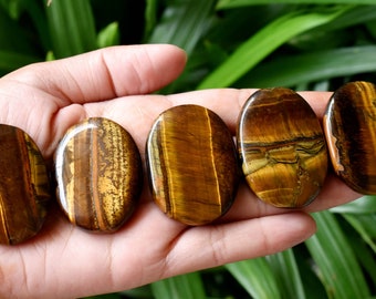 Una (1) Piedra de preocupación de ojo de tigre para la curación con cristales - Piedra de palma de bolsillo - Piedra de pulgar - WS-TIG
