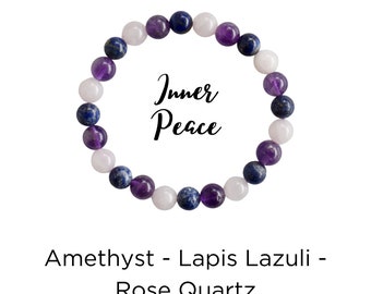 Calming INNER PEACE Bracelet, Peace and Calming Crystals Bracelet, Stone Bracelet Healing Stones Gift Stress Relief Crystals Gift