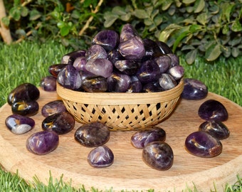Amethyst Tumbled Stones AAA Grade Amethyst Healing Crystals, Gemstone Natural Tumbled Stones in pack sizes of 1,2,3,5 and 10 Pieces