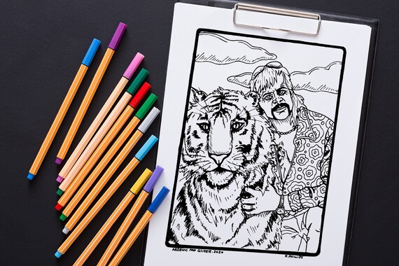 Tiger King Joe Exotic Printable Adult Coloring Page Etsy