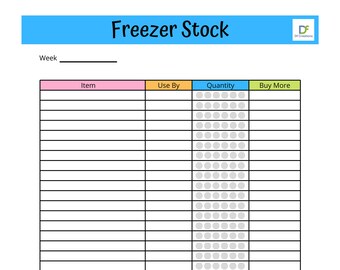 Freezer Inventory Printable: Stock List Organizer (Instant Download)