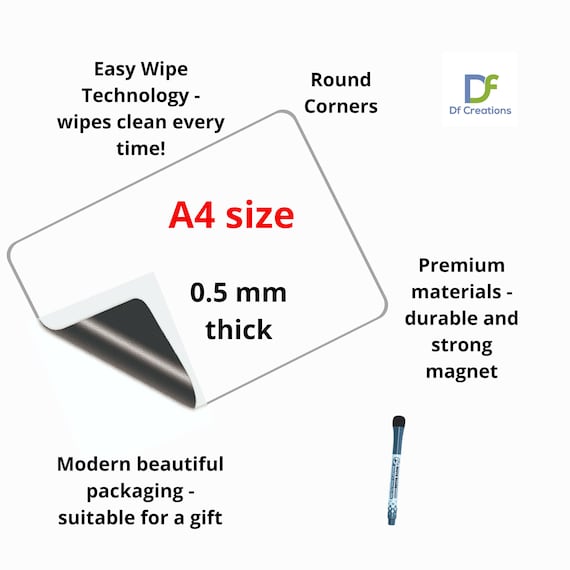 A4 Magnetic Whiteboard Sheet: Dry Erase Memo Board, Home School Pad