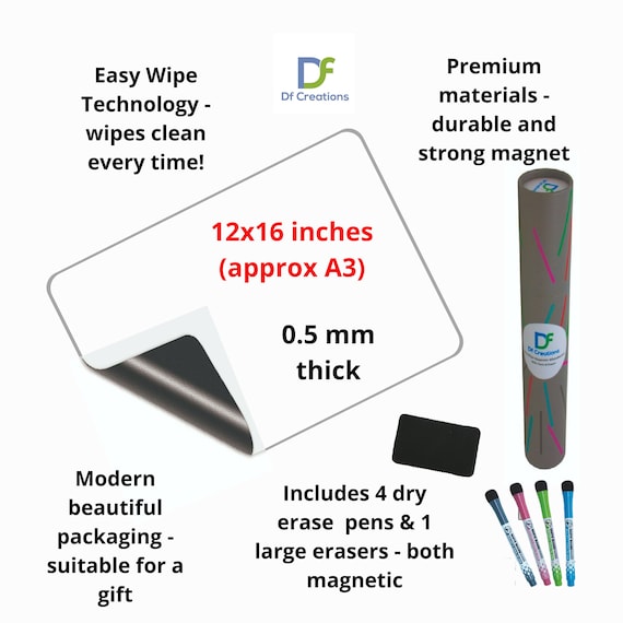 A3 Magnetic Whiteboard Sheet: Dry Erase Planner, Home School Memo Board
