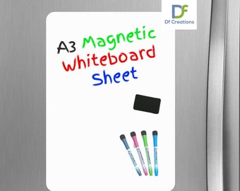 Magnetic Whiteboard Sheet: Fridge Planner, Includes Markers (12x16 Inch)