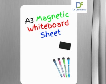 Whiteboard Magnetic Sheet - A3 Dry wipe Memo Board - Dry erase Home School pad, Planner Memo Notice, Reminder