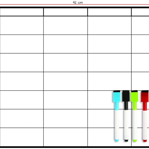 Planificateur de repas pour réfrigérateur A3 - Hebdomadaire magnétique - Tableau blanc - Activités, école à domicile, examens, menu, tâches, rappels, études, régime