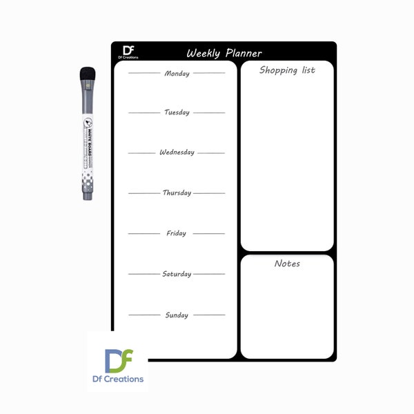 A4 plus Magnetic Whiteboard Planner - Weekly White Board Calendar -  Home School, Menu Plan, Grocery Shopping List, Memo, Activities