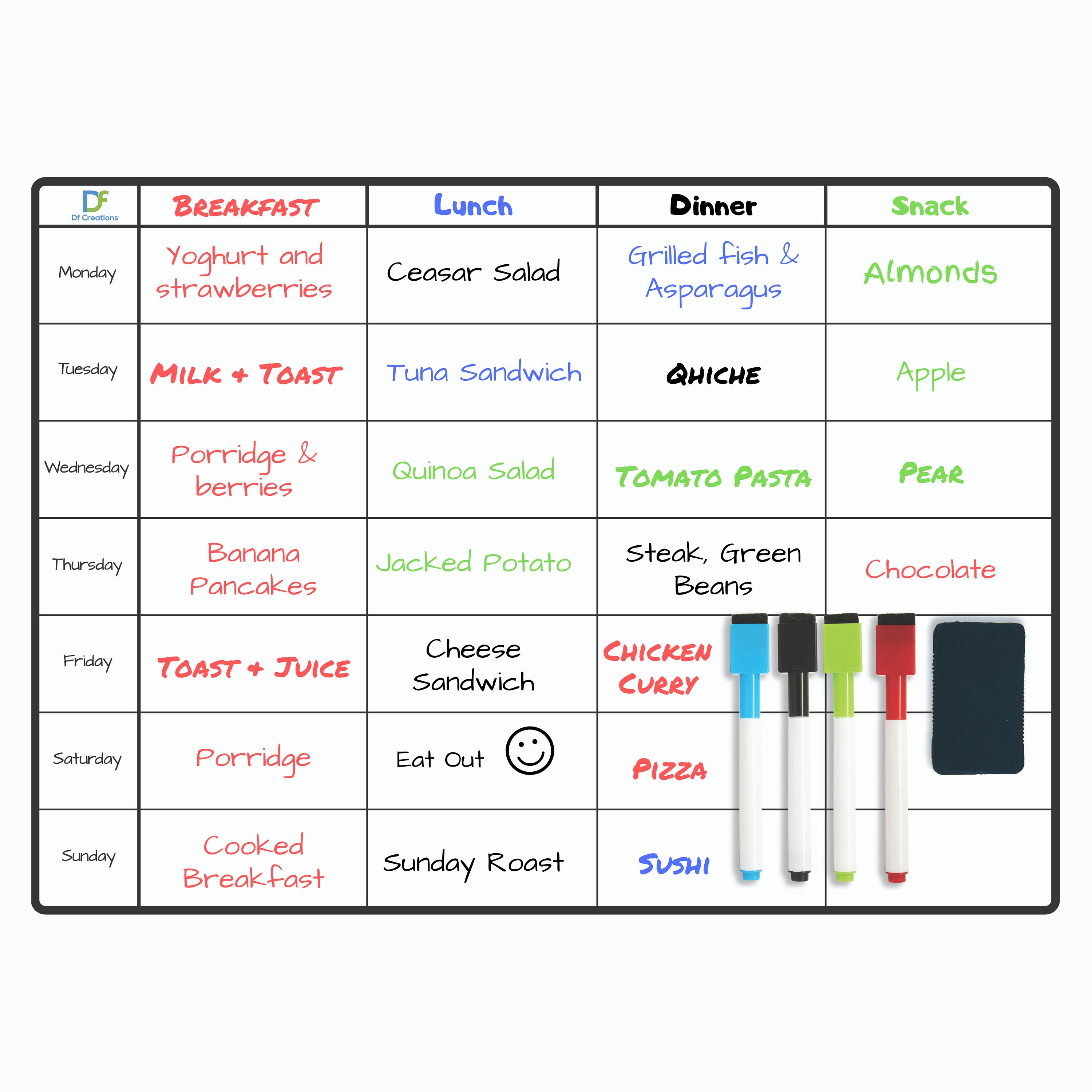 A3 Fridge Meal Planner Weekly Whiteboard Etsy UK