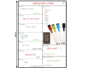 A3 Magnetic Whiteboard Planner - Weekly White Board Calendar -  Home School, Menu Plan, Grocery Shopping List, Memo, Reminder, Activities