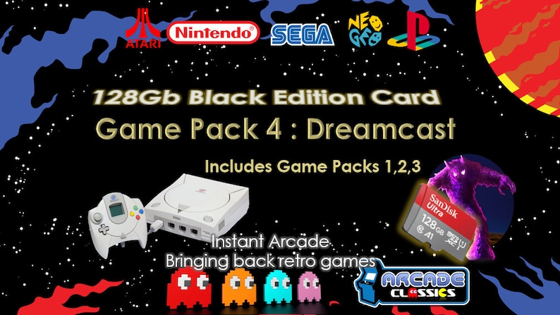 New Latest Version from InstantArcade Limited Introductory Price ! Retropie 128Gb Black Edition microSD card Raspberry Pi 3BB+