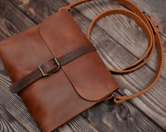 real leather crossbody bag