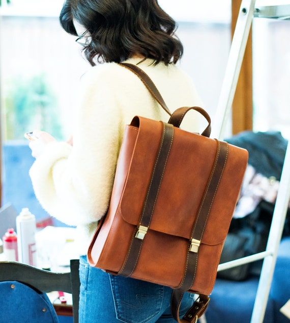 Leather Backpack Leather bag Leather backpack women purses | Etsy