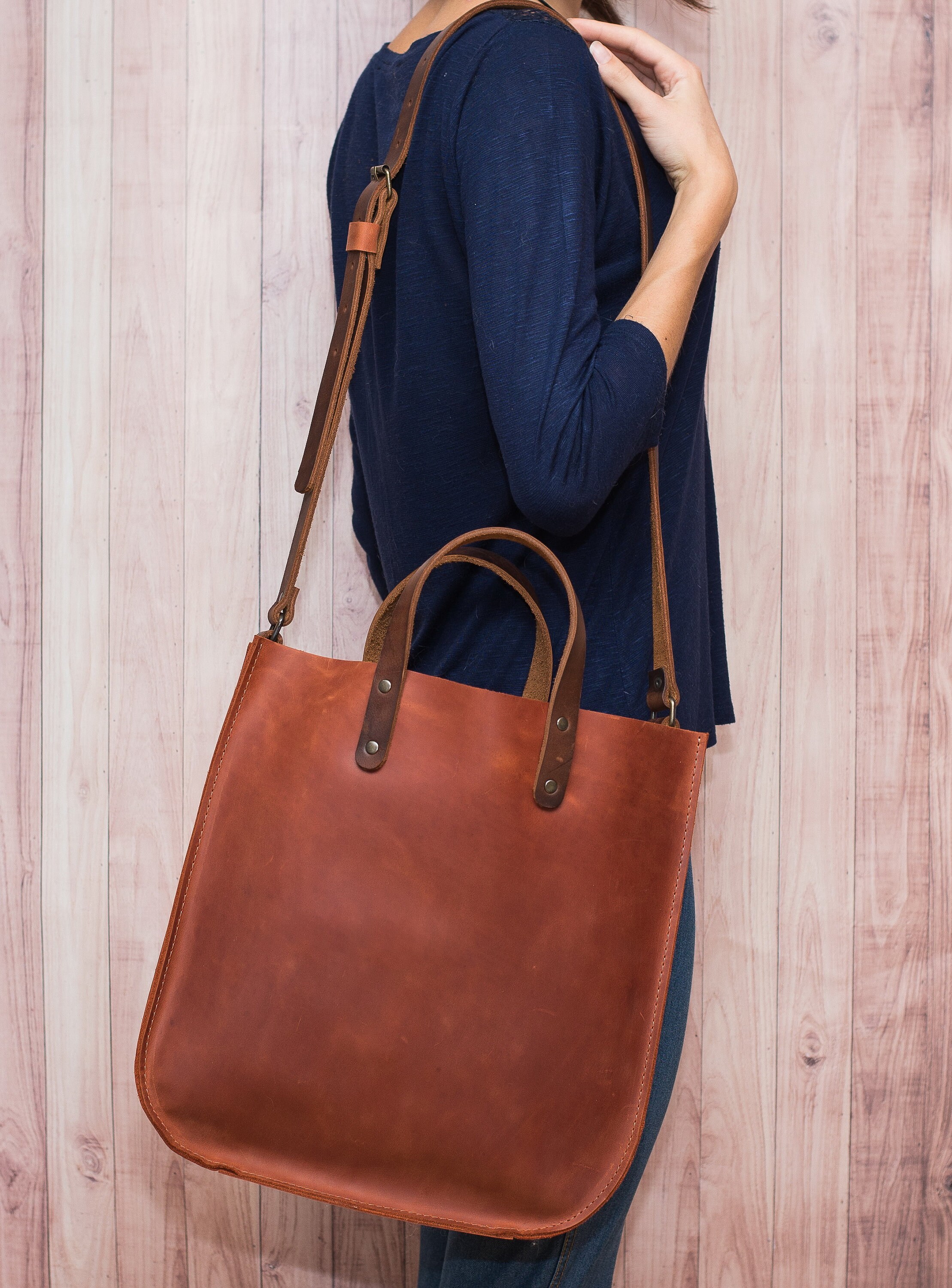 Leather Tote Bag laptop bag leather bag leather purse Etsy