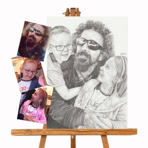 Family memorial portrait, Photo to drawing, Adding deceased relative, Custom pencil portrait, Pencil Portrait of Lost Loved One, Gift Ideas