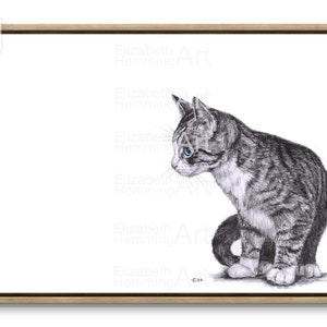 Cat Digital Wall Art, Cat Print, Tabby and White Cat Art, Digital Print, Print at home, Kitten Home Decor, Cat Artwork, Cool Cat Art, Art
