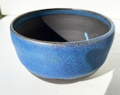 Half Blue Glazed Black Stoneware Hanging Pot for Macrame Hanger