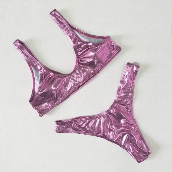 Pink metallic store bathing suit