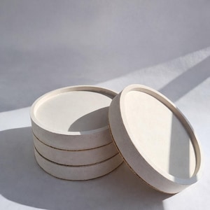 Juego de posavasos de hormigón con arena: portavelas decorativo redondo y bandeja pequeña