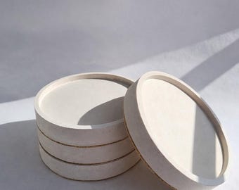 Sand Concrete Coaster Set: Round Decorative Candle Holder, Small Tray