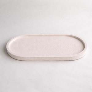 Oval betongbricka: Smyckesfat med stenstruktur, ljusstake