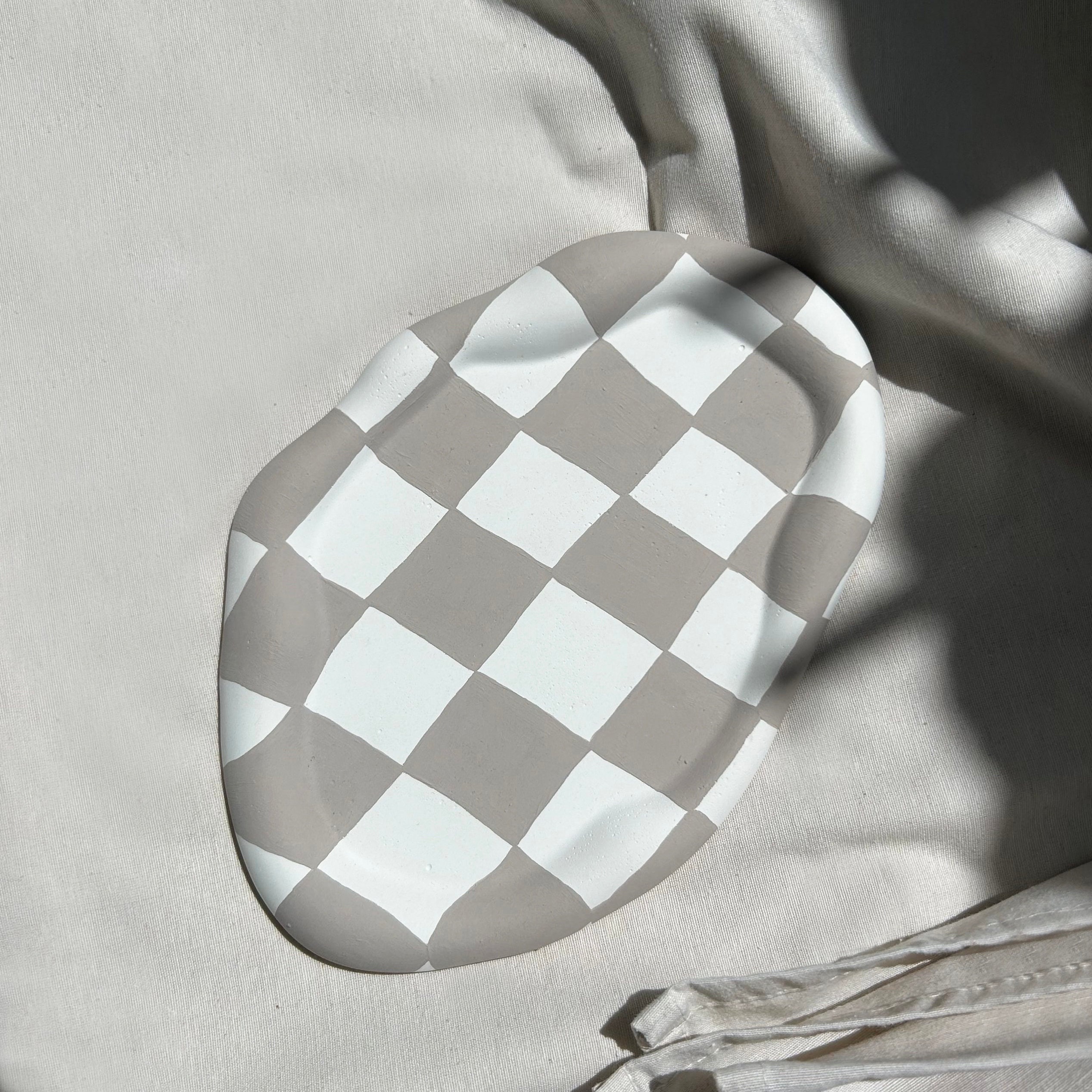 Cloud Concrete Tray: Checkered Jewelry Dish, Candle Holder